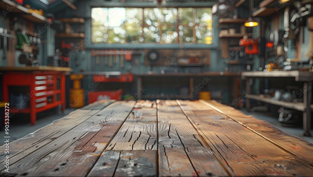 Cozy Workshop with Wooden Workbench. Cozy and inviting workshop featuring a wooden workbench and a variety of tools arranged on the walls and shelves. Cozy Workshop with Wooden Workbench. Cozy and inviting workshop featuring a wooden workbench and a variety of tools arranged on the walls and shelves.