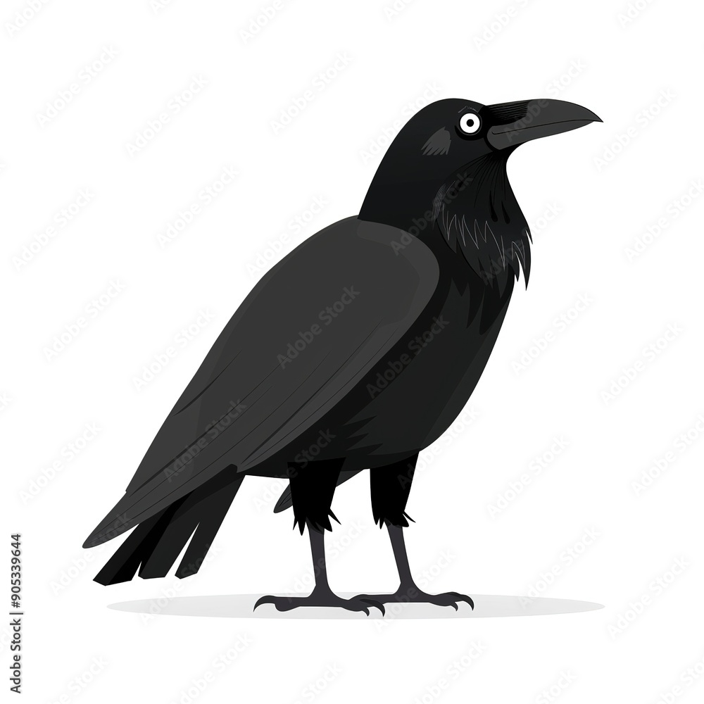 Fototapeta premium Raven Scandinavian Minimalism animal fashion cartoon isolated whitebackground 16:9