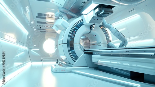 Cancer therapy advanced medical linear accelerator in the therapeutic radiation oncology to treat patients with device radiation oncology therapy device : Generative AI photo