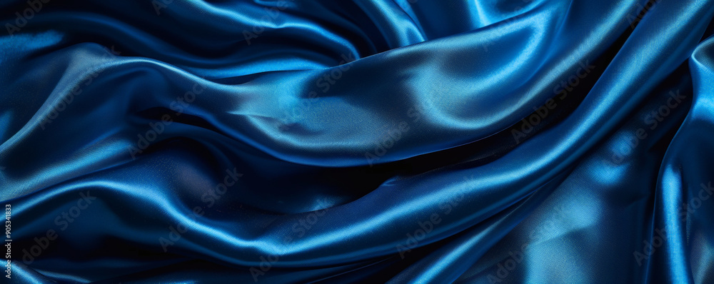 Obraz premium A vibrant sapphire background with subtle textures of fabric, like silk or velvet, creating a luxurious and tactile visual effect with highlights and shadows.