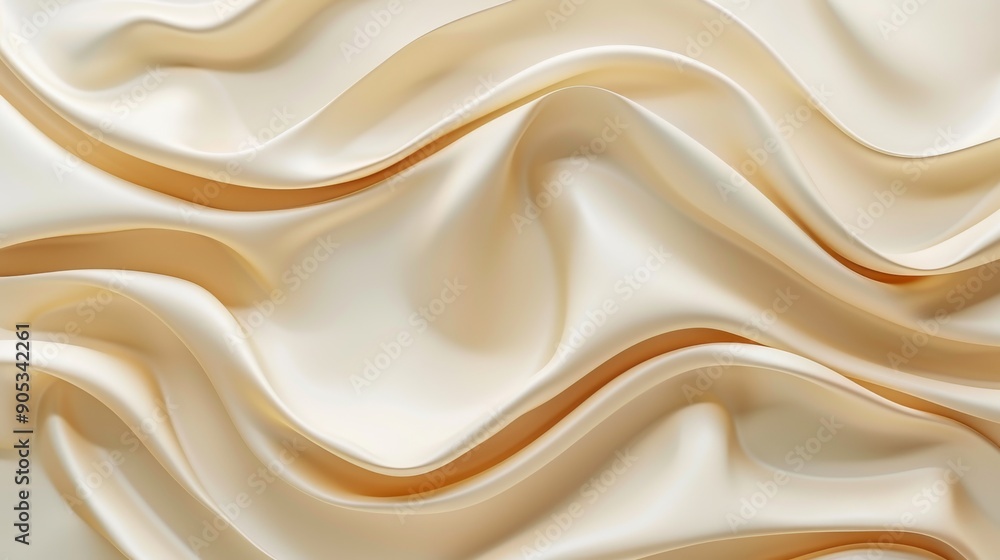 Obraz premium Elegant beige waveforms with silky smooth texture creating a luxurious 3d background