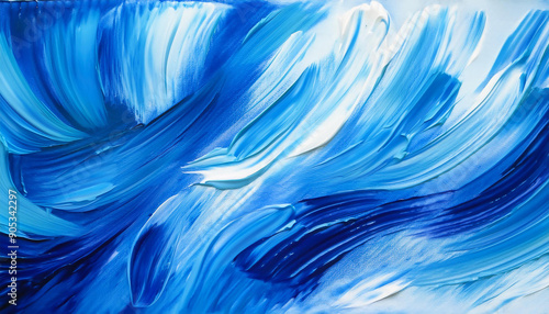 Design with abstract brush strokes in blue and white, seamless pattern background. Hand drawn art.