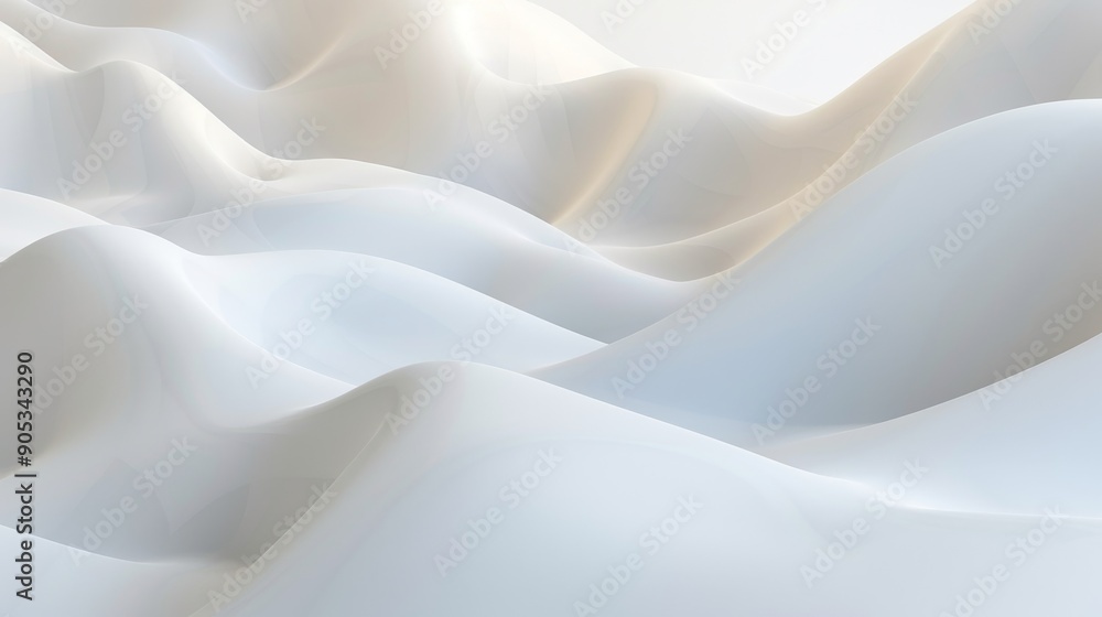 Obraz premium Minimalistic abstract white landscape with gentle curves and soft gradients, creating a calm and serene composition