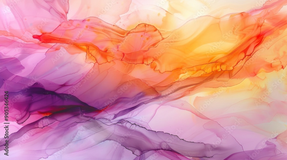 Vibrant abstract fluid art with rich purple and orange hues blending in dynamic patterns Vibrant abstract fluid art with rich purple and orange hues blending in dynamic patterns