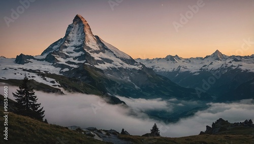 Matterhorn at sunrise, view from Winkelmatten, Switzerland photo