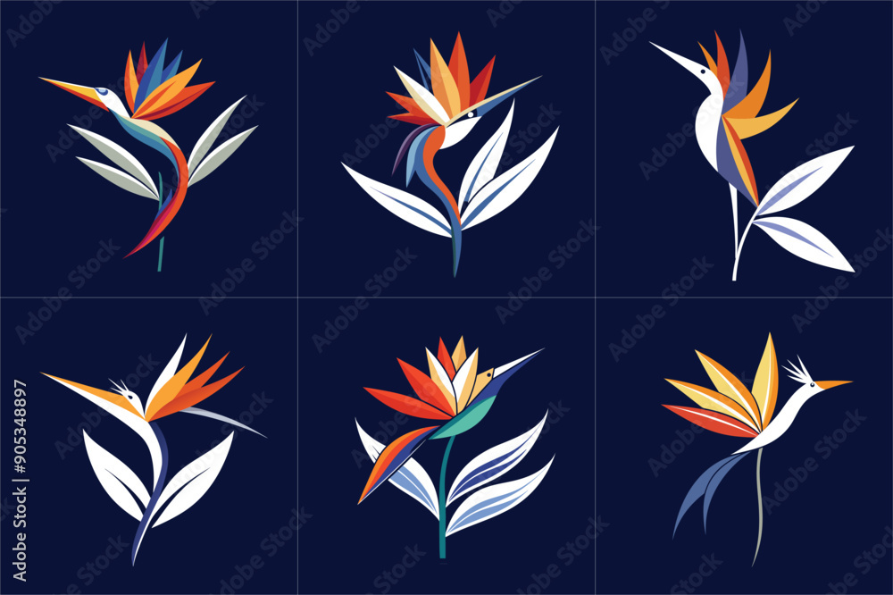 Print Bird of paradise minimalist simple shapes vector illustration Print Bird of paradise minimalist simple shapes vector illustration