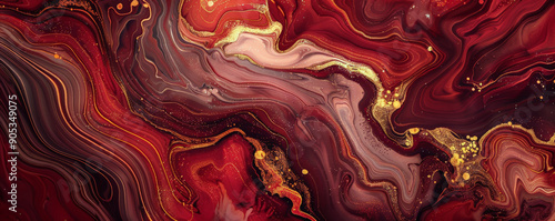 Wallpaper Mural An abstract burgundy background with swirling, marbled patterns in shades of burgundy, gold, and white, giving a sense of organic flow and natural beauty. Torontodigital.ca