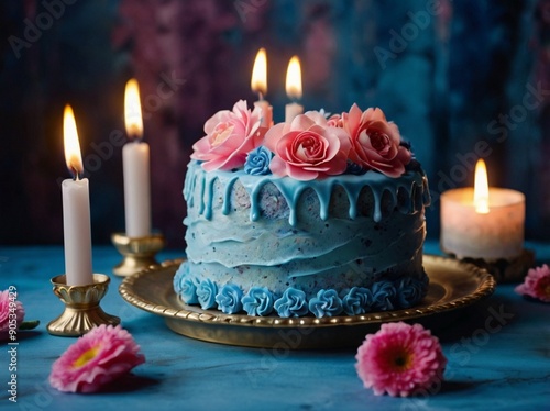 birthday cake with candles