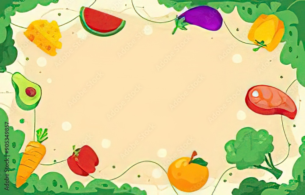 frame with vegetables and fruits frame with vegetables and fruits