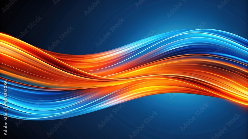 Fototapeta premium Abstract background with vibrant blue and orange wavy lines , vibrant, abstract, background, blue, orange, wavy, lines, curve