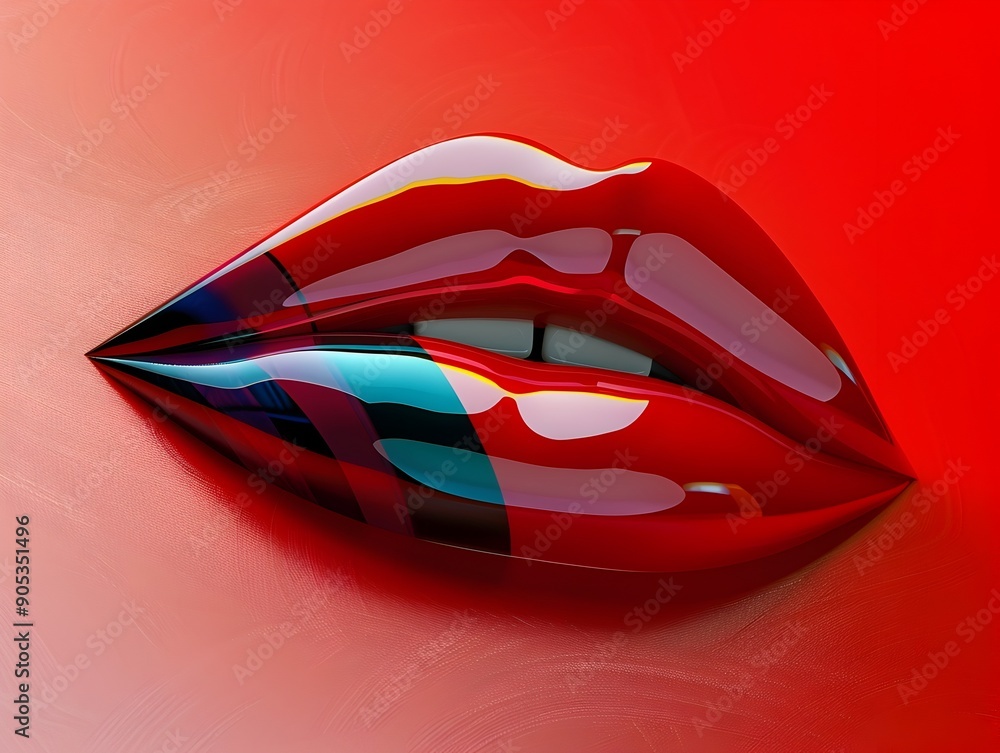 Vibrant Pop Art Lipstick with Graphic Patterns and Dynamic Composition Vibrant Pop Art Lipstick with Graphic Patterns and Dynamic Composition