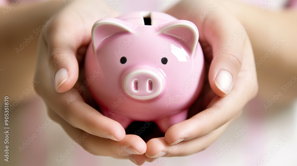 A child gently holding a pink piggy bank, symbolizing savings and financial responsibility. A child gently holding a pink piggy bank, symbolizing savings and financial responsibility.