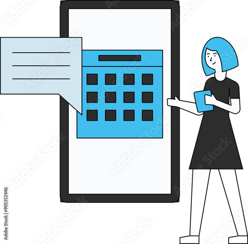 The girl is checking the appointment on her mobile.