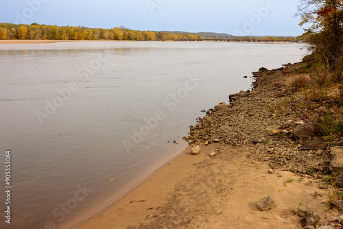 Wallpaper Mural Looking up river on the Wisconsin River at the Spring Green, Wisconsin boat landing in mid-October. Torontodigital.ca