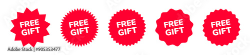 Free gift colorful sticker set. Vector icon