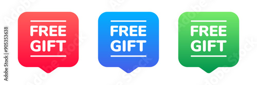 Free gift colorful pin set. Vector icon