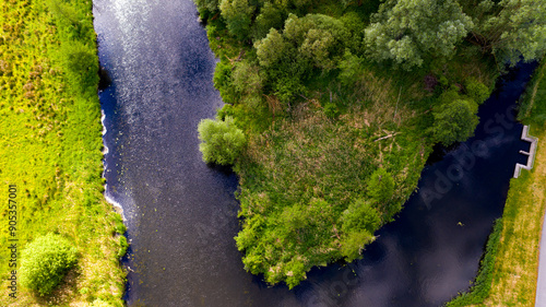 Der Fluss die Spree bei Lübbenau im Sommer - Luftbilder