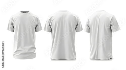 t-shirt mockup. white blank t-shirt front and back views. female and male clothes wearing clear attractive apparel tshirt models template.  isolated on white background, photo, png © King
