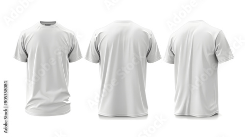 t-shirt mockup. white blank t-shirt front and back views. female and male clothes wearing clear attractive apparel tshirt models template. isolated on white background, photo, png