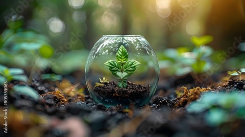 Wallpaper Mural Renewable Energy and Eco-Friendly Lifestyle Concept with Seedling in Glass Terrarium Torontodigital.ca