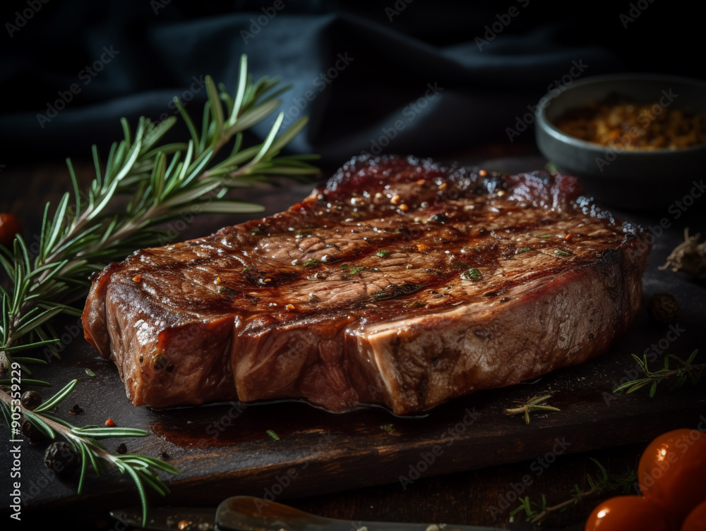 A Succulent Rib Steak - Close-Up A Succulent Rib Steak - Close-Up