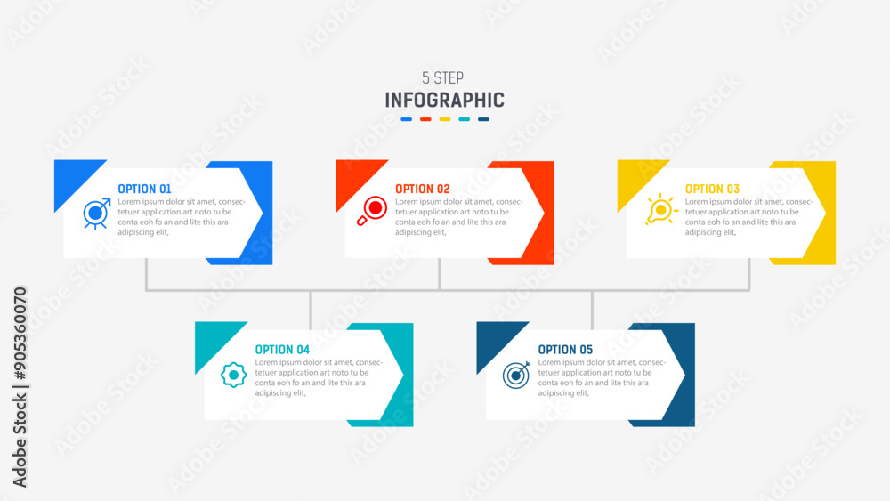 Five Step Infographic design element template for presentation. info graphic illustration. process diagram and presentations step, banner, flow chart, 5 option template. Five Step Infographic design element template for presentation. info graphic illustration. process diagram and presentations step, banner, flow chart, 5 option template.