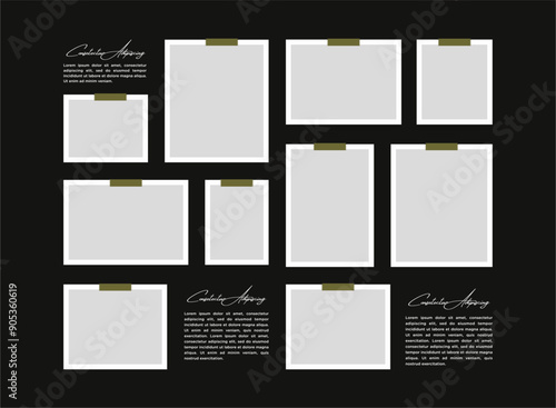 Pictures or photos frame collage. comics page grid layout abstract photo frames and digital photo wall template