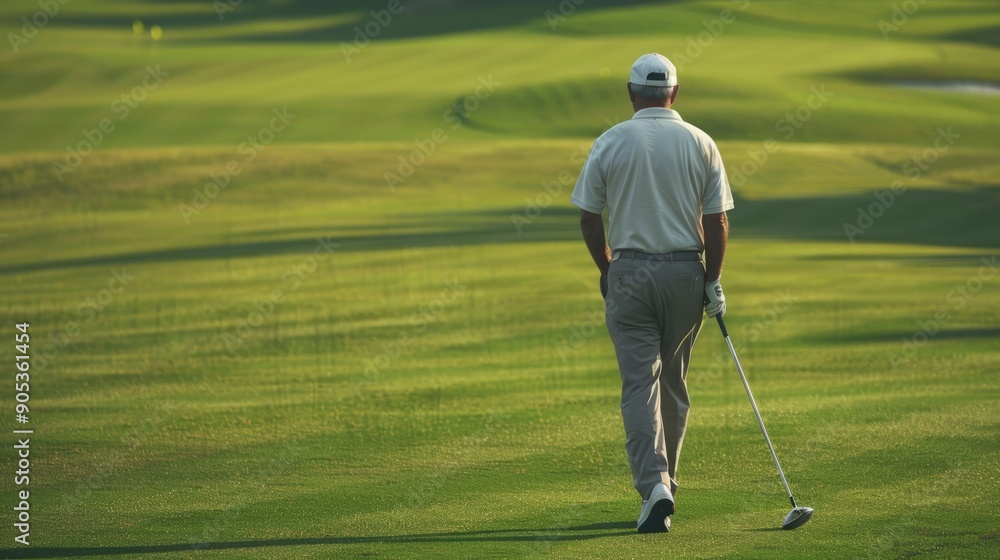 Fototapeta premium Golfer green field background generative ai