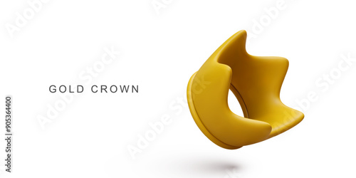 3d realistic golden crown on white background. Vector illustration.