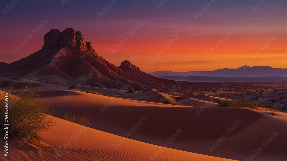 Sunset over the sand dunes in the desert background Sunset over the sand dunes in the desert background