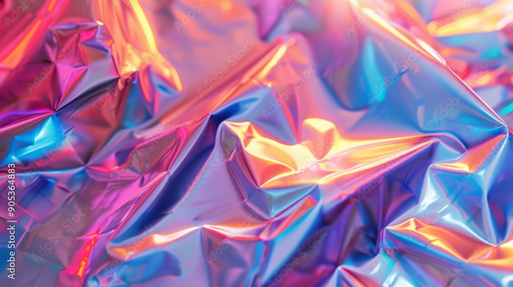Vibrant Crumpled Foil Texture in Pink and Blue Hues Vibrant Crumpled Foil Texture in Pink and Blue Hues