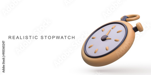 3d realistic stopwatch on white background. Vector illustration.