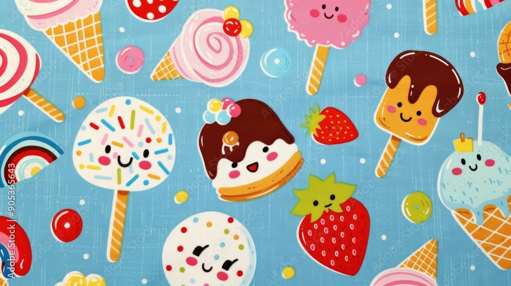 Whimsical Cartoon Ice Cream and Sweets Pattern Whimsical Cartoon Ice Cream and Sweets Pattern