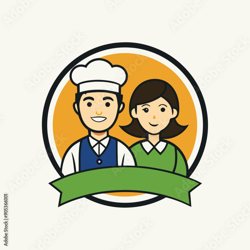 logo para un negocio de comida mujer  hombre vector  illustrator