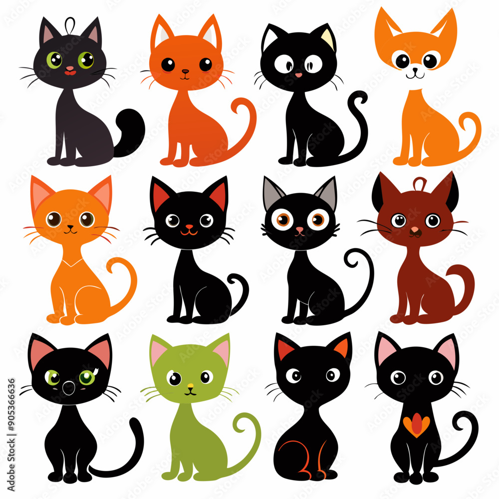 Set of Cats: Silhouettes, Patterns, and Funny Cartoon Cats - Diverse Collection of Feline Designs and Illustrations, set of cats, set of cats silhouettes,, pattern with cats, set of funny cartoon cats Set of Cats: Silhouettes, Patterns, and Funny Cartoon Cats - Diverse Collection of Feline Designs and Illustrations, set of cats, set of cats silhouettes,, pattern with cats, set of funny cartoon cats