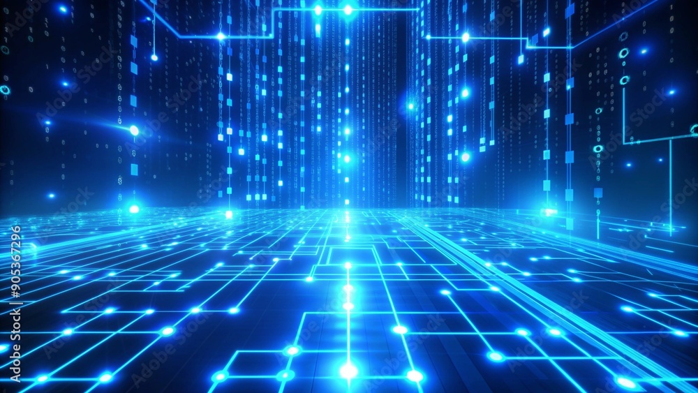Digital Data Flow with Blue Glow Background for Professionals Digital Data Flow with Blue Glow Background for Professionals