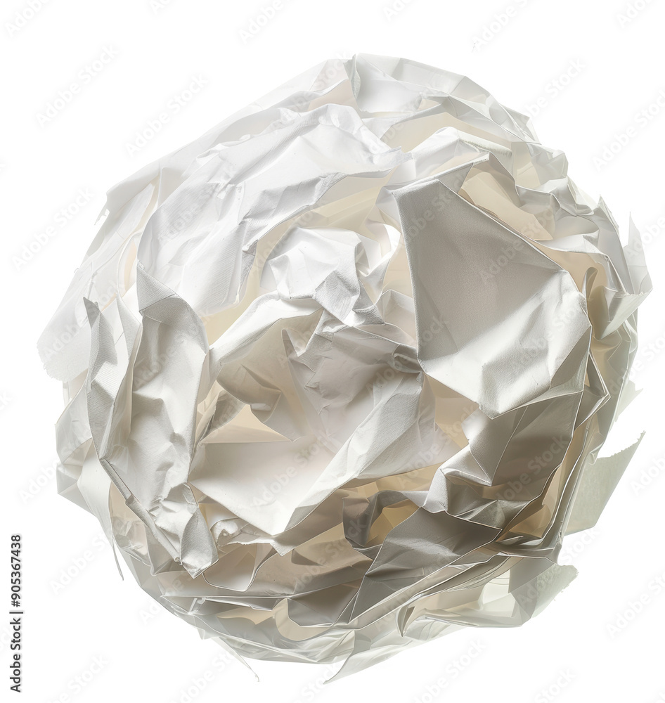 Fototapeta premium A crumpled ball of paper isolated on transparent background. PNG