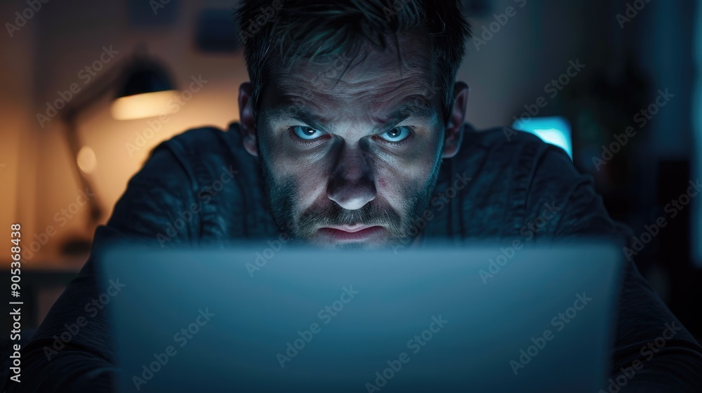 Entrepreneur working late night in office looking stressed out. businessman looking at computer screen with hand on forehead and thinking for solution. Entrepreneur working late night in office looking stressed out. businessman looking at computer screen with hand on forehead and thinking for solution.