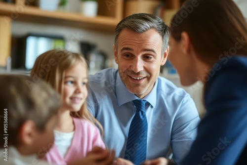 Family Financial Planning: Financial Adviser Discussing Education Funds with a Happy Family