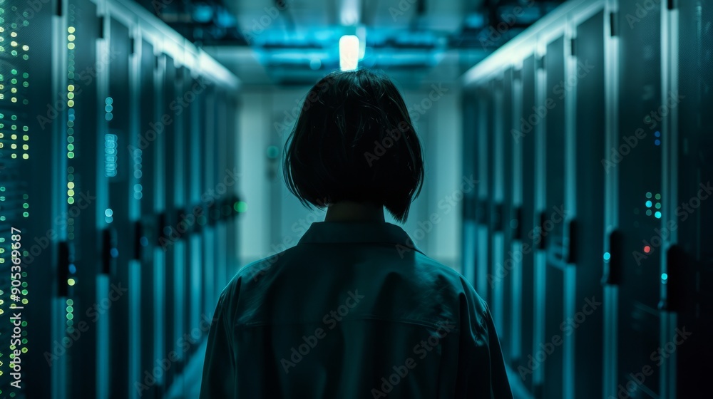 IT specialist server room background generative ai IT specialist server room background generative ai
