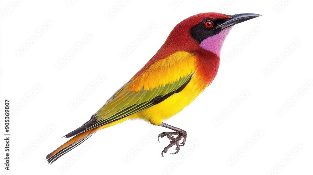Colorful Bird Perched Against White Background in Natural Habitat Colorful Bird Perched Against White Background in Natural Habitat