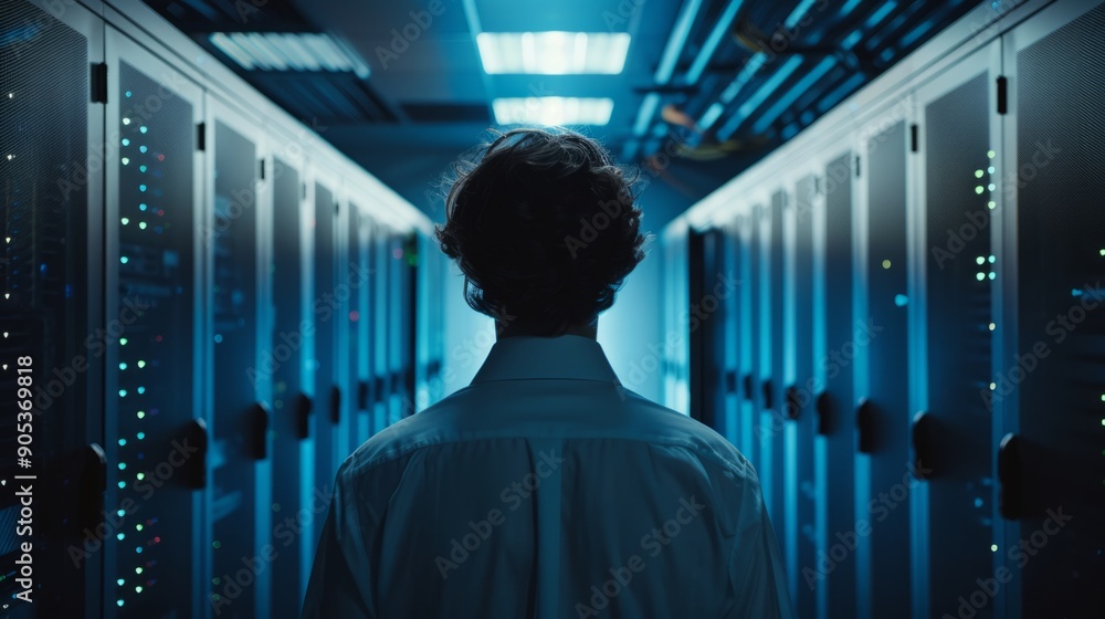 IT specialist server room background generative ai IT specialist server room background generative ai