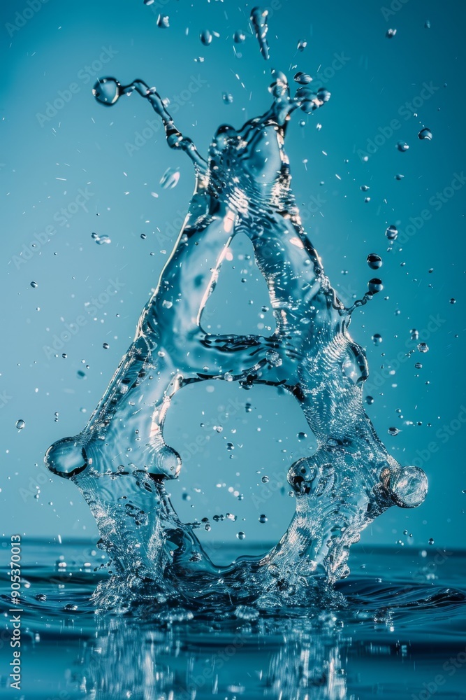 Splashing Water Collision on Blue Background Splashing Water Collision on Blue Background