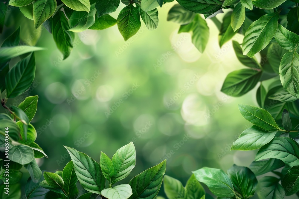 Springtime E-Commerce Banner Background with Fresh Green Leaves and Square Frames for Product Promotion and Seasonal Offers. Springtime E-Commerce Banner Background with Fresh Green Leaves and Square Frames for Product Promotion and Seasonal Offers.