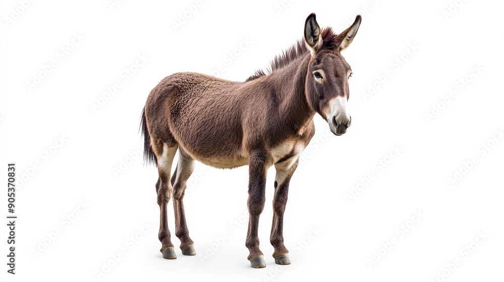Donkey Standing Isolated on a White Background Donkey Standing Isolated on a White Background