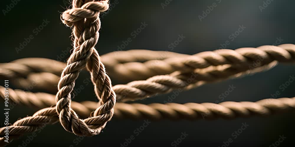 Dark Background with Rope Noose and Hangman Knot Dark Background with Rope Noose and Hangman Knot