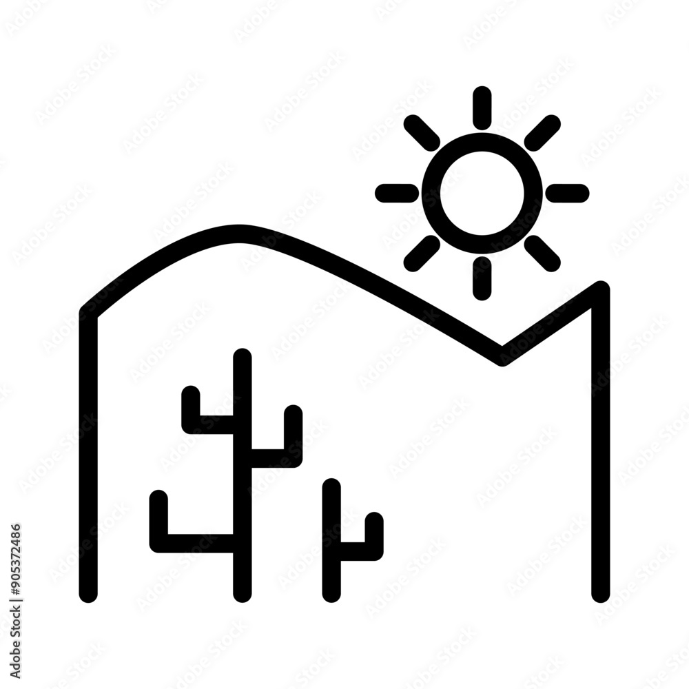 Desert icon in thin line style vector illustration graphic design Desert icon in thin line style vector illustration graphic design