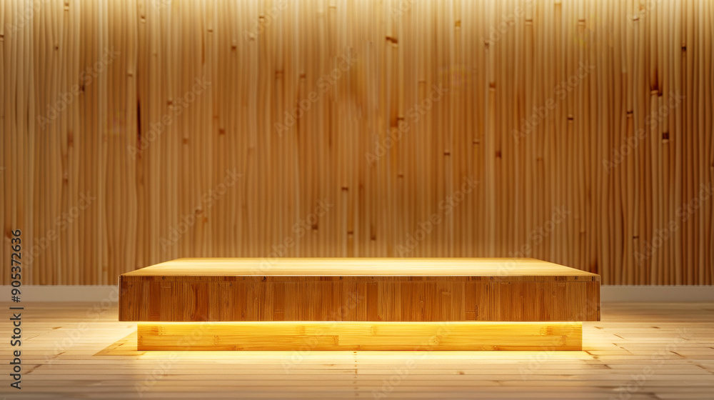 Modern Minimalist Wooden Platform Bed with Ambient Lighting in Contemporary Bedroom Modern Minimalist Wooden Platform Bed with Ambient Lighting in Contemporary Bedroom
