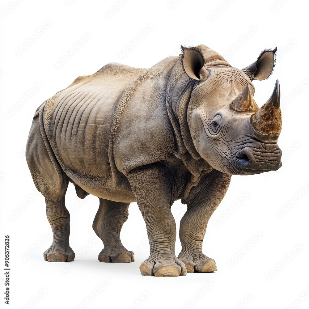Fototapeta premium Javan Rhinoceros Isolated on White Background