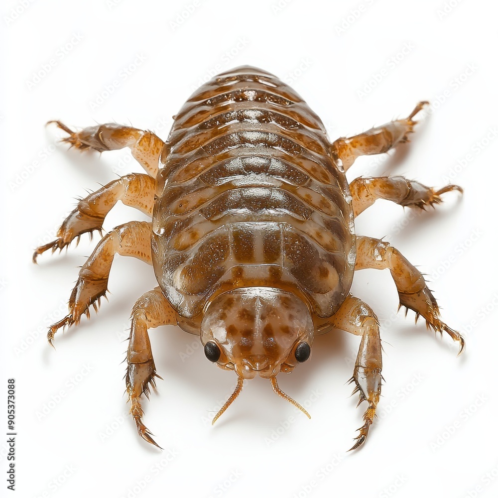 Isolated Louse on White Background Under Close Examination Isolated Louse on White Background Under Close Examination